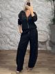 Strassed Leo Track Top&Barrel Pants Set-3014/Black