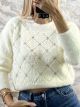 Mohair Gold Sequins Sweater-5346/Vanilla