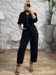 Cord Zipper Jumpsuit/Black