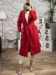Belt & Buttons Coat/Red