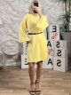 Casual Midi Belt Dress/Yellow