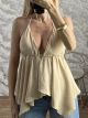 Asymmetrical OpenBack Top-2996/Beige