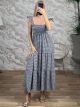 Ruffles Straps WaspNest Top Maxi Dress-2684/Black