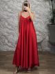 Satin Mono Wide Maxi Dress-3062/Red