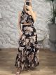 One-Shoulder Boho Skirt Set-6448/Black