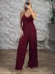 Elastic Mono Jumpsuit-18288/Burgundy