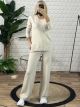 Knitted Strassed Buttons Pants Set/Vanilla