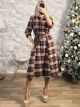 Midi Semizie Checked Dress/Burgundy