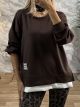 Double Viscose Label Zippers Sweatshirt/Chocolat