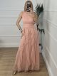 One Shoulder Ruffle Dress/Dusty Pink
