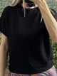 Waffle Fabric Mono Top/Black