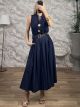 Denim Semizie GoldenBrooches Midi Dress/Dark Blue