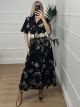 Maxi Boho Sleeves Embroidered Dress/Black