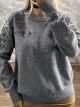 Sequinned Flowers Sweater-4245/Grey