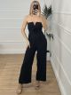 Bow Strapless Jumpsuit/Black