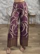 Circles Satin Highwaist Pants/Burgundy