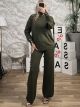 Button-Sleeved Knitted Set-256/Khaki