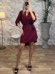 Mini Tunic Belt Dress/Burgundy