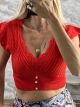 Embroidered Knitted Top-1583/Red