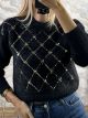 Mohair Gold Sequins Sweater-5346/Black