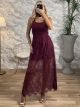 Lace Knitted Dress-4531/Burgundy