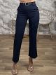 SuperHighwaist Belt Elastic Pants-3121/Navy Blue