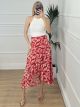 Midi Wrap Skirt/Feathers Red
