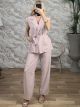 Viscose Sleeveless Blazer & Pants Set-54281/Pink