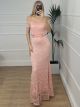 OpenShoulders Maxi Lace Dress/Pink