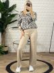 Leopard Top Knitted Set/Beige