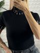 Rhinestones Shortsleeves Sweater/Black