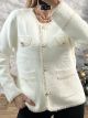Mohair Gold Pearls Cardigan/Vanilla