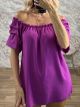 Ruched Sleeves Top/Purple