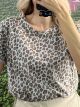 Leopard Cotton T-Shirt/Grey