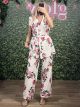 Long Vest Floral Set/White