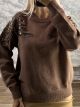 Sequinned Flowers Sweater-4245/Chocolat