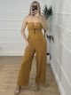 Bow Strapless Jumpsuit/Mustard