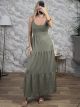 Cotton BowBack Maxi Dress-2756/Khaki