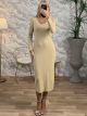 Viscose Ve Midi Dress/Camel