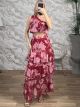 One-Shoulder Boho Skirt Set-6448/Burgundy