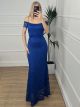 OpenShoulders Maxi Lace Dress/Blue Royal