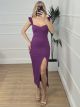 B Ruffle Ribbed Dress/Magenta