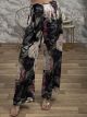 Satin Highwaist Floral Pants-3388