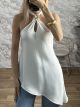 Asymmetrical Satin GoldPin Top-19413/White