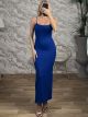 Elastic Ribbed Maxi Dress-5407/Royal Blue