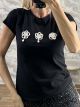 Pearled Flowers Cotton T-Shirt-5256/Black