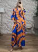 Viscose Tunic Maxi Dress/Royal Blue-Orange