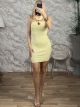 Knitted GoldPin Mini Dress/Yellow