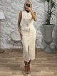 Knitted Golden Buttons Dress/Vanilla
