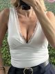 Elastic Cups Lace Top/White